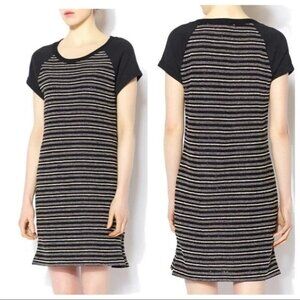 Sanctuary Striped Metallic Knit Dress Medium Shimmer Raglan Short Sleeve